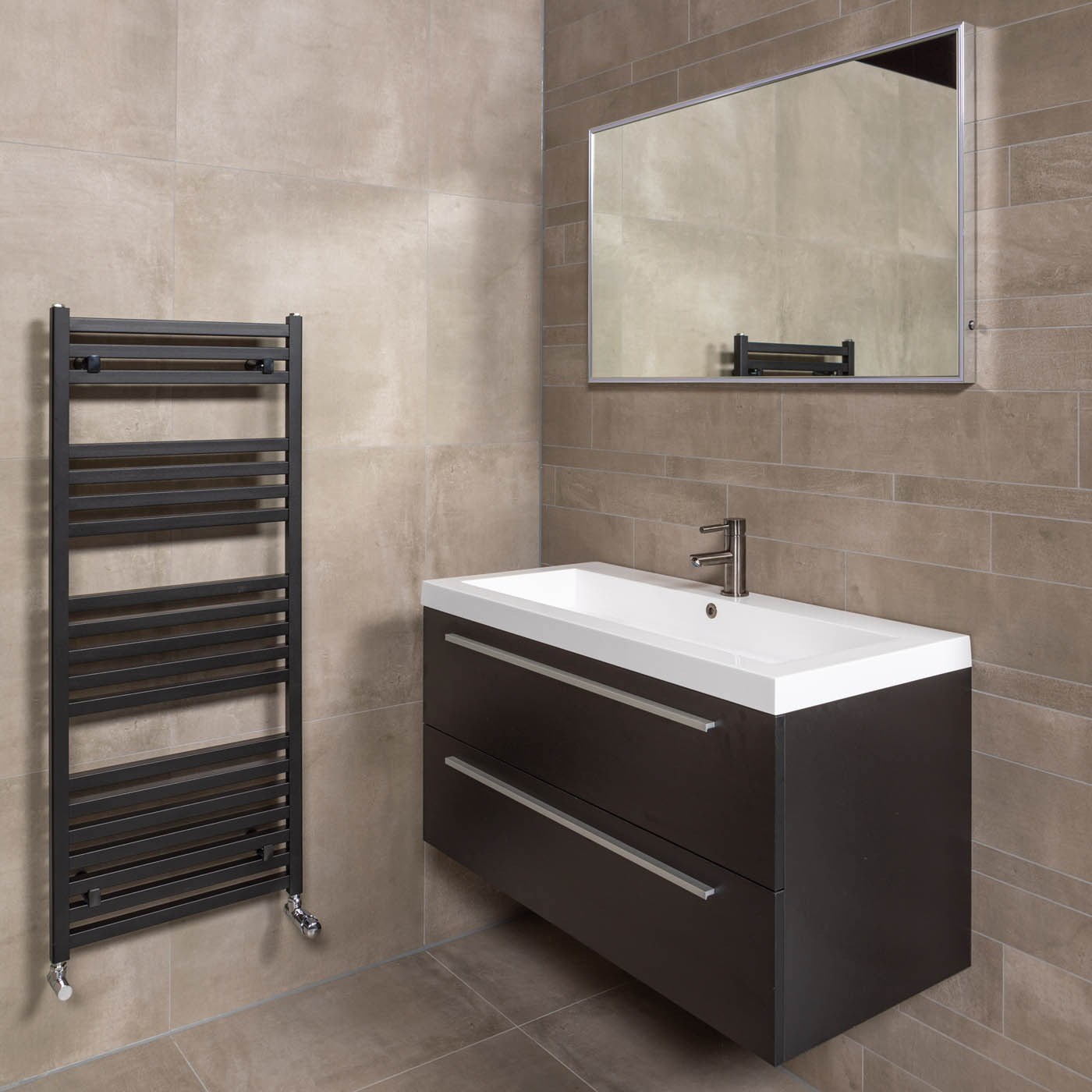 Bathroom unit ideal height: Black bathroom unit
