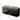 Black high-gloss bathroom unit with double top in wood look and two white surface-mounted bowls, modern design.
