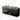 Black high-gloss bathroom unit with double basin, glass worktop and sleek design for modern bathrooms.