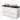 White bathroom unit with black top and double round basins, modern design with four drawers.