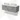 Grey wooden bathroom furniture set with two sinks, white countertop and drawer handles, ideal for a modern bathroom style.