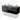 Black floating bathroom furniture set with double white top washbasins and wooden worktop, modern design.