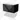 Black floating bathroom furniture set with white ceramic Basin worktop and silver handle, modern and sleek design.