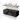 Floating bathroom unit with black base unit, wooden worktop and double white countertop wash basin, ideal for modern bathrooms.