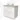 White bathroom unit with two drawers, wood-look worktop and round surface vanity units with basin; stylish and functional design.