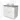 White bathroom unit with grey concrete worktop, round white countertop wash basin and two drawers with vertical ribbing.