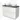 White bathroom unit with two round countertop wash basins and black worktop, modern design with high-gloss finish.