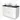 White bathroom unit with black top, two ceramic countertop wash basins and horizontal panels. Modern design for the bathroom.