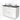 White bathroom unit with black top and double round vanity units for countertop wash basins, modern design, ideal for stylish bathroom design.