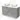 Grey vanity set with double countertop wash basins, modern design, four drawers and chrome handles for stylish bathroom storage.