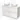 Wit hoogglans badkamermeubel met vier lades en dubbele witte keramische waskommen, modern en strak design.