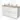 Witte badkamerkast met vier lades, houten blad en dubbele ovale wastafels, perfect voor moderne badkamers.
