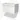 White hanging bathroom unit with minimalist design, rectangular shape, glossy surface and soft-close drawers.