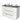 White bathroom cabinet with three drawers, black top and two modern white countertop wash basins, ideal for stylish bathroom spaces.