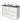 White Bathroom unit with black top and double round basin, modern design, ideal for stylish bathrooms.