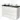 White floating bathroom unit with glossy black top and double vanity units with basin, modern design.