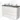 White bathroom unit with two round basins, dark grey worktop and three drawers; modern design for storage space in the bathroom.