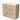 Licht houten badkamermeubel met drie lades, metalen handgrepen en witte keramische wastafel, modern en functioneel design.