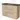 Houten badkamermeubel met donkergrijs stenen wastafelblad, drie lades met metalen grepen, modern design.