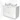 White bathroom furniture set with two round bowls, wood-look panels and chrome handles, perfect for a modern bathroom.