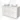 Witte dubbele wastafelmeubel met hoogglans afwerking, vier lades en keramische waskommen, ideaal voor moderne badkamers.