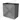 Grey bathroom cabinet with black basin, two drawers and vertical lines; stylishly designed for modern bathroom spaces.