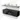 Floating bathroom unit black with wood-look basin worktop and two round white countertop wash basins, modern design.