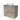 Badkamermeubel hout-look met grijs blad, witte opzetwastafel en metalen grepen, modern en compact design.