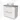 White bathroom cabinet with two drawers, grey basin worktop and round ceramic countertop wash basin, modern design.