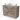 Houten badkamermeubel met betonlook blad, twee witte opbouwkommen en twee lades met metalen grepen.