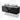 Floating black bathroom unit with concrete worktop and two white countertop wash basins, modern and stylish design.