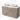 Brown wooden bathroom furniture set with two white ceramic countertop wash basins and drawers, modern design.