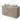 Tweepersoons badkamermeubel taupe met houtlook blad en twee keramische waskommen, modern design met lades.