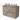 Breed hangend badkamermeubel in taupe met twee keramische waskommen, strak design, ideaal voor moderne badkamers.
