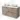 Beige bathroom unit with two white ceramic countertop wash basins, sleek drawers and a modern design.