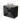 Black vanity unit with wood-coloured worktop, white round ceramic basin and metal handles, ideal for a modern bathroom.