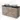 Beige badkamermeubel met dubbele waskommen, zwarte bovenplaat en metalen grepen, modern design en ruime opberglades.