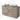 Beige badkamermeubel met vier lades, groene wastafelblad en twee witte ronde waskommen, modern design.