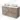 Beige badmeubel met dubbele witte waskommen, strak design, vier lades en geschikt voor moderne badkamers.