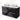 Black bathroom unit with double basin, four drawers and white round wash basins, modern design with sleek handles.