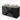 Black wooden bathroom unit with two white countertop wash basins and a stylish beige top. Modern and spacious design.