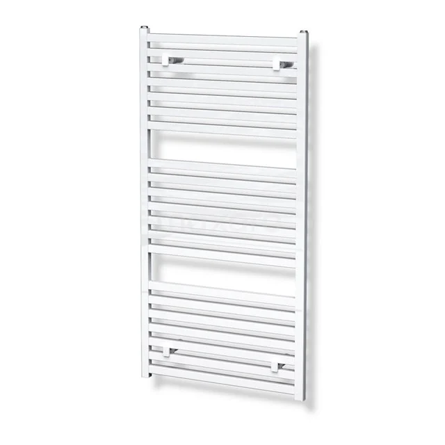 Aluminium Handtuchheizkörper Zeus Gloss White 1160 Watt 60x120cm Vertikal DR57_0612GWN Weiße Handtuchheizkörper mit schlanken horizontalen Stäben, ideal für ein modernes Badezimmer, hergestellt aus hochwertigem Stahl.