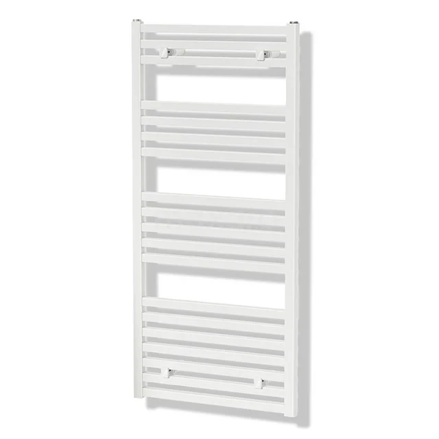 Aluminium Handtuchheizkörper Zeus Gloss White 890 Watt 50x120cm Vertikal DR57_0512GWN Weiße rechteckige Handtuchheizkörper mit horizontalen Streben, ideal für stilvolle und praktische Wärme im Badezimmer.
