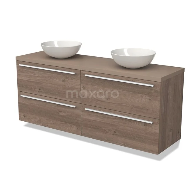 Modulo Plato Badkamermeubel voor waskom | 160 cm Middenbruin eiken Vlak front Taupe blad 4 lades BMK18-01662