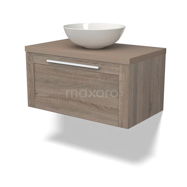 Modulo Plato Badkamermeubel voor waskom | 80 cm Eiken Kader front Taupe blad 1 lade BMK11-02418