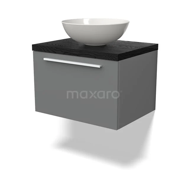 Modulo Plato Vanity units for countertop basin | 60 cm Mid grey Flat front Black oak worktop 1 drawer BMK11-02629