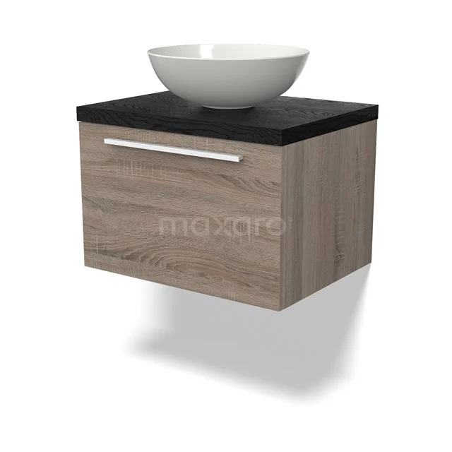 Modulo Plato Vanity units for countertop basin | 60 cm Oak Flat front Black oak worktop 1 drawer BMK11-02641