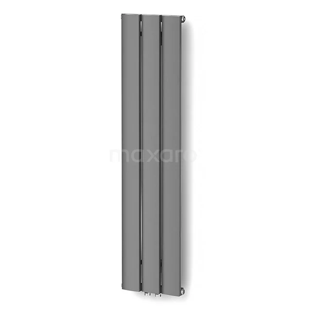 Grauer vertikaler Design-Heizkörper aus Metall, modern und schlank, ideale Wärme-Lösung für das Badezimmer.