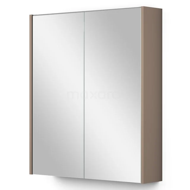 Spiegelschrank mit Beleuchtung Modulo 60x70cm Taupe K99-0600-59009-02 Modern Badschrank mit Spiegeltüren, Holzoptik-Seiten und schlankem Design; ideal für Stauraum im Badezimmer.