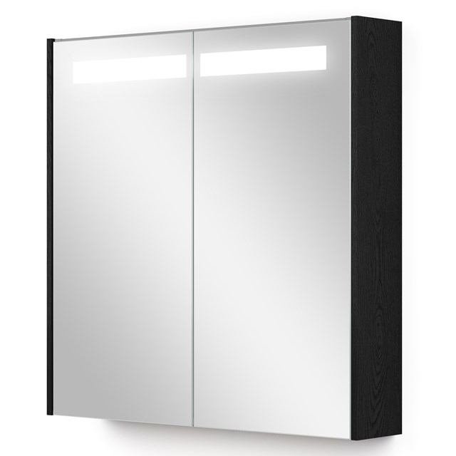 Spiegelkast Met Verlichting Modulo 70x70cm Zwart Eiken K99-0700-59008-31